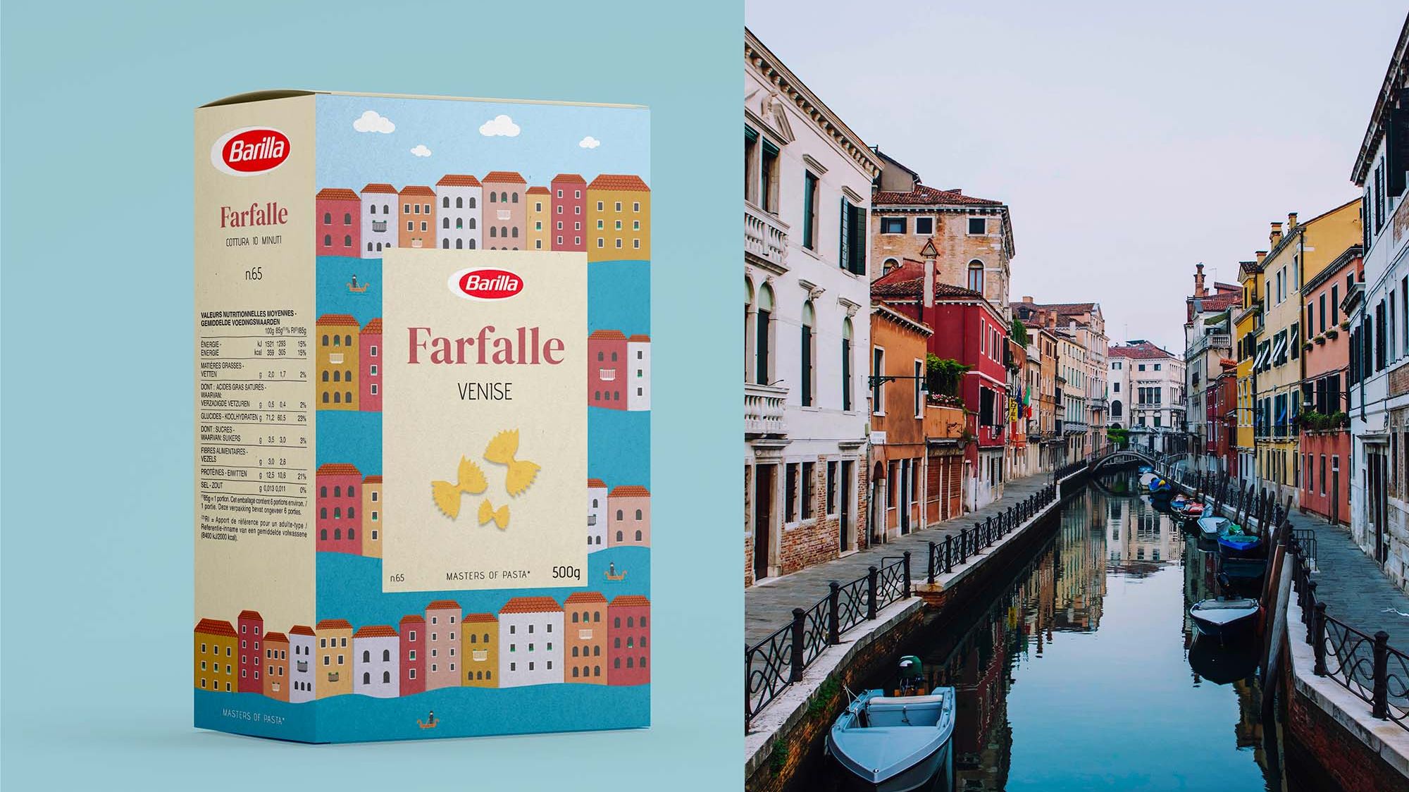 Barilla packaging design and Venise photo